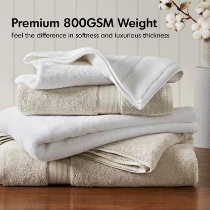 Madison Park 800GSM 100% Cotton Bathroom Bath Towel Set of 8, White