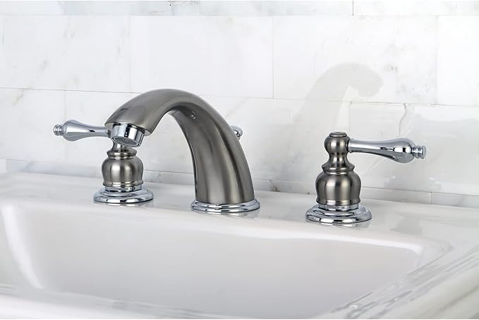 Kingston Brass KB977AL Victorian Widespread Bathroom Faucet, Brushed Nickel/Polished Chrome