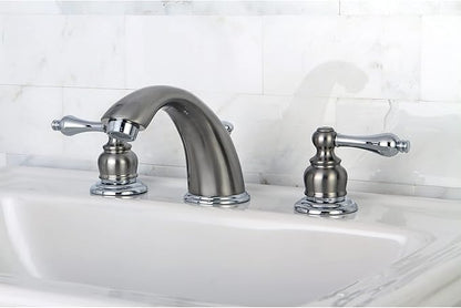 Kingston Brass KB977AL Victorian Widespread Bathroom Faucet, Brushed Nickel/Polished Chrome