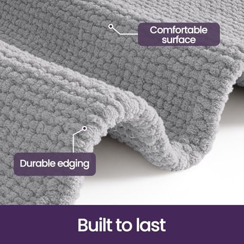 DEXI Chenille Bath Mat 43x24, Soft Absorbent Bathroom Rugs, Light Grey