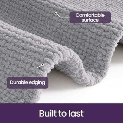 DEXI Chenille Bath Mat 43x24, Soft Absorbent Bathroom Rugs, Light Grey