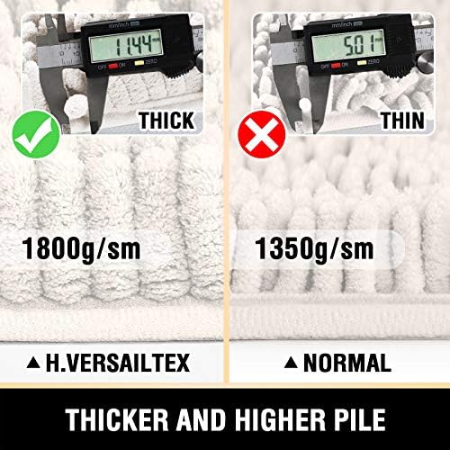 H.VERSAILTEX Toilet Mat U Shaped Bathroom Rugs Bath Mats for Bathroom Non Slip Luxury Chenille Bath Mat U Shape 20x24 Extra Soft and Absorbent Shaggy Rugs Washable Dry Fast - Ivory
