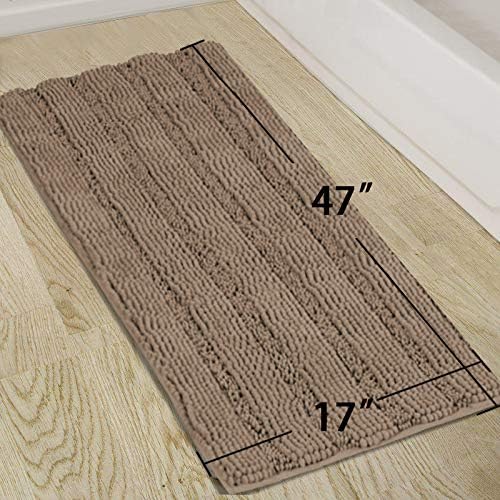 Turquoize Bathroom Runner Rug 17"x47", Soft Absorbent Chenille Bath Rug