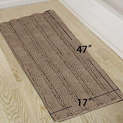 Turquoize Bathroom Runner Rug 17"x47", Soft Absorbent Chenille Bath Rug