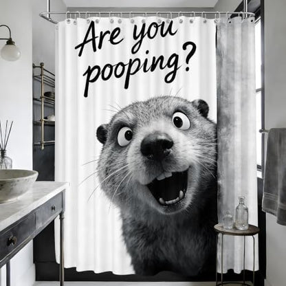Extra Long Shower Curtain Gray Otter Clawfoot Tub, 108 x 72 in