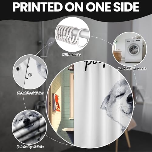 Extra Tall Shower Curtain XL Funny Dog Crazy, 70 x 96 Inchs