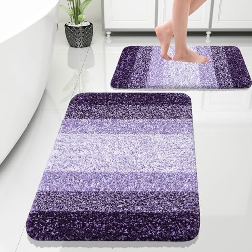 OLANLY Micorfiber Bathroom Rug Set 2 Piece, 30"x20"+24"x16"