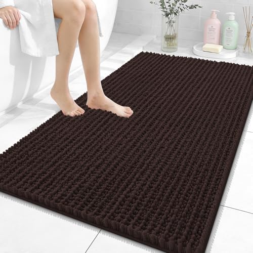 OLANLY Large Bathroom Rugs 44x32, Thick Soft Absorbent Chenille Bath Rugs