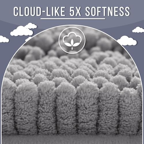 Yimobra Bathroom Rug Mat 32 x 20, Non Slip and Super Absorbent Bath Mat,Machine Washable Quick Dry,Ultra Plush Chenille Shower Rugs for Bathroom Floor Sink Tub and Shower Outside,Gray