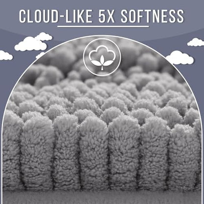 Yimobra Bathroom Rug Mat 32 x 20, Non Slip and Super Absorbent Bath Mat,Machine Washable Quick Dry,Ultra Plush Chenille Shower Rugs for Bathroom Floor Sink Tub and Shower Outside,Gray