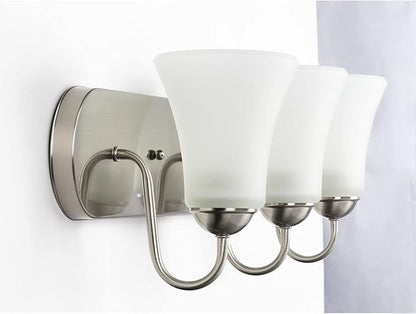 Progress Lighting Classic Collection 3-Light Etched Glass Traditional Bath Vanity Light Brushed Nickel