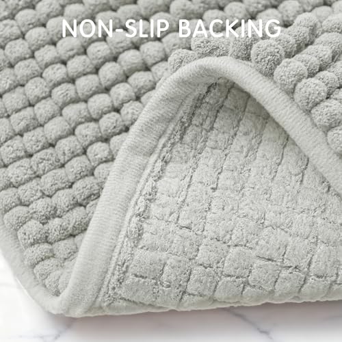 SUBRTEX Bathroom Rugs, 24" x 36" Chenille Bath Rug Soft Short Plush Bath Mat Soft Shower Mat Water Absorbent Shower Mat Quick Dry Machine Washable, Light Gray