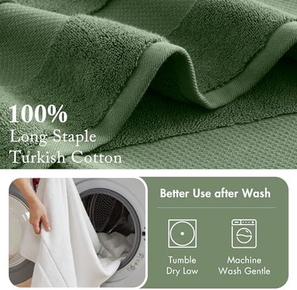 Madison Park 100% Turkish Cotton 600 GSM Bath Towel Set, 6 Piece, Green