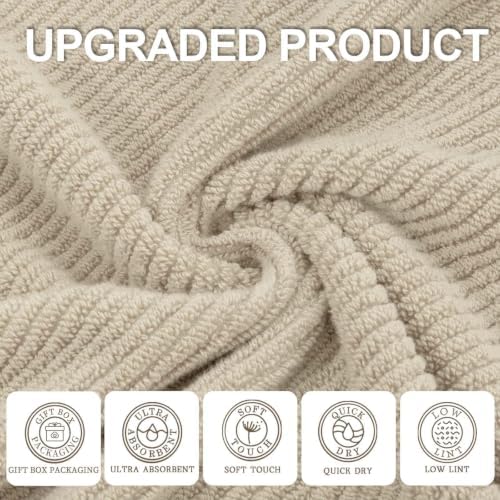 VOOVA & MOVAS 3PC Towel Set, 100% Cotton, Light Tan