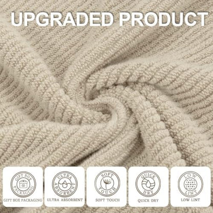 VOOVA & MOVAS 3PC Towel Set, 100% Cotton, Light Tan