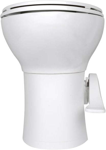 SEAFLO Ceramic Residential Height Camper/RV Toilet with Sprayer Attachment & Elongated Ceramic Bowl, 19” Standard Height, Gravity Flush System, Foot Pedal Operation, Soft Close Seat, 4-Year Warranty