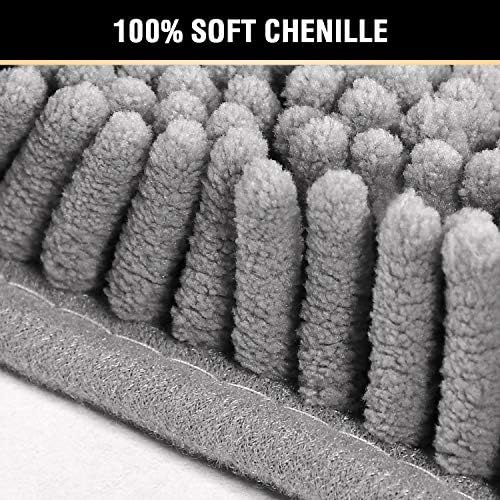 H.VERSAILTEX Bath Mat Bathroom Rug Bath Rugs for Bathroom Non Slip Bath Mats Extra Thick Chenille Rug 17" x 24" Absorbent Soft Shaggy Washable Dry Fast Plush Rugs for Bathtubs - Dark Grey