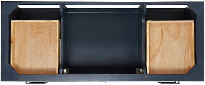 DKB Olivia 54-Inch Midnight Blue Bathroom Vanity with Sink, 1.5-Inch Italian Carrara Marble Countertop & Backsplash, Rectangular Sink, 2 Soft-Closing Doors, 6 Dovetail Drawers, Brushed Nickel