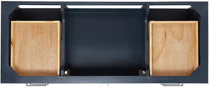 DKB Olivia 54-Inch Midnight Blue Bathroom Vanity with Sink, 1.5-Inch Italian Carrara Marble Countertop & Backsplash, Rectangular Sink, 2 Soft-Closing Doors, 6 Dovetail Drawers, Brushed Nickel
