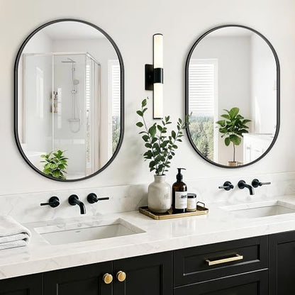 Oval Bathroom Mirror, 2 Pack 20"x30" Black Vanity Mirror for Over Sink