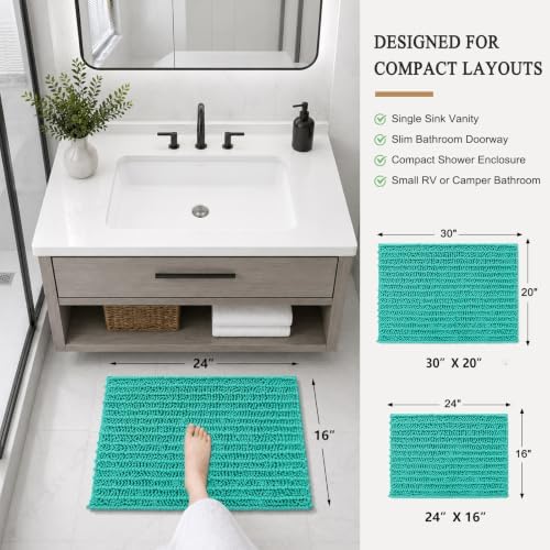 Arotive Bathroom Rugs Mat 24x16, Soft Absorbent Chenille Shaggy Bath Mat