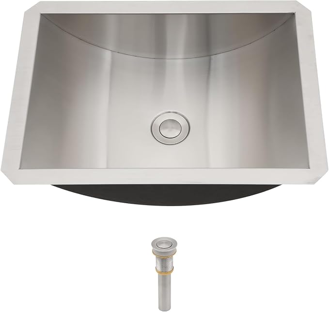 18"x13" Bathroom Vanity Sink Stainless Steel Rectangle Undermount Bathroom Lavatory Restroom Under Counter Sinks Basin with Pop Up Drain
