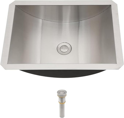 18"x13" Bathroom Vanity Sink Stainless Steel Rectangle Undermount Bathroom Lavatory Restroom Under Counter Sinks Basin with Pop Up Drain