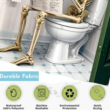 Funny Skeleton Shower Curtain Skull Halloween Bathroom Decor Shower Curtain
