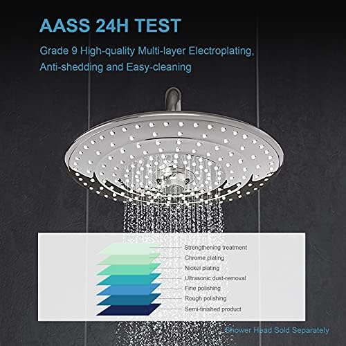 OFFO Shower Arm with Flange, 12 in Brushed Nickel Wall Mount Replacement Angle Shower Head Arm Wall-Mounted For Fixed Shower Head & Handheld Showerhead