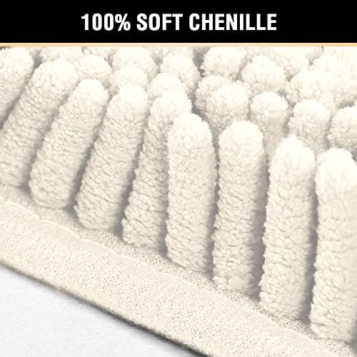 H.VERSAILTEX Bath Mat for Bathroom Non Slip Luxury Chenille Ultra Soft Bath Rugs 24x36 Absorbent Non Skid Shaggy Rugs Washable Dry Fast Plush Area Carpet Mats for Indoor, Bath Room, Tub - Cream
