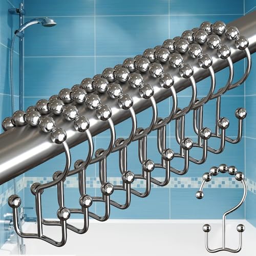BigFoot Shower Curtain Hooks, Stainless Steel, Rust-Resistant, Easy Install