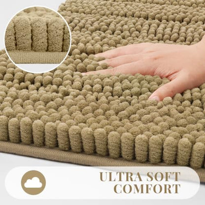 Bcoimo Large Bathroom Rug, Chenille Bath Mat with High Low Pile Design, Soft Absorbent Non Slip Bath Rug, Machine Washable Quick Dry Mat for Shower, Tub, Sink and Vanity