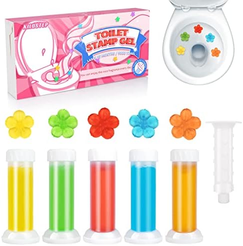 KILOSTEP Flower Toilet Gel Stamp, 60 Count Toilet Bowl Stamp Gel 5 Kinds Of Scent Toilet Bowl Cleaner