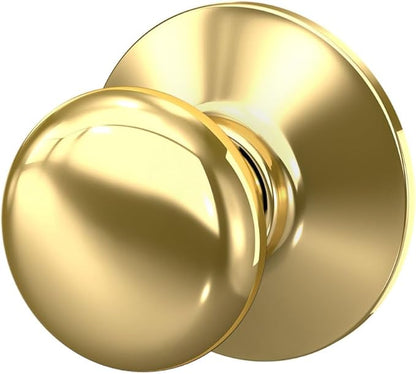 Schlage F10 PLY 605 Plymouth Door Knob, Hall & Closet Passage Lock, Bright Brass