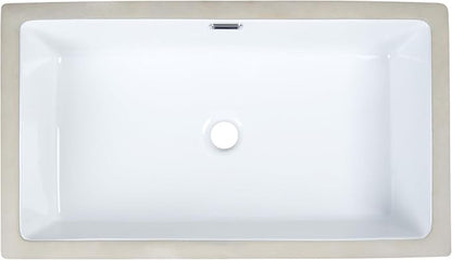DeerValley DV-1U0132 Undermount Bathroom Sink 27.56"x15.87" White Rectangular Ceramic Sink Bathroom Wash Basin with Overflow Hole