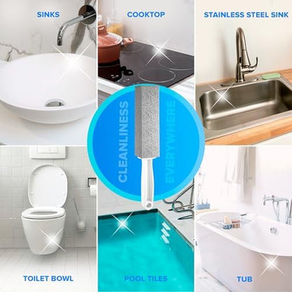DISIWENE Pumice Cleaning Stone with Handle Toilet Bowl Cleaner Hard Water Ring Remover for Bath/Pool/Kitchen/Household Cleaning (4, 4 Pack with Handle)