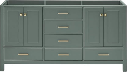 ARIEL Cambridge 66 Inch Double Sink Base Cabinet in Vintage Green