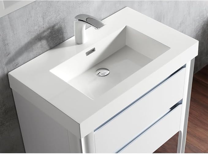 Dowell 30" Bathroom Sink,Single Bowl Vanity Basin,Rectangular Drop-In Bathroom Sink with Overflow,White-000 3018BP