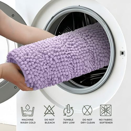 Bcoimo Bath Rug Mat,Chenille Extra Soft Lavender Long Bathroom Runner Rugs
