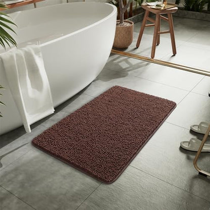 LOCHAS Luxury Bathroom Rug Shaggy Bath Mat 20 x 32 Inch, Brown