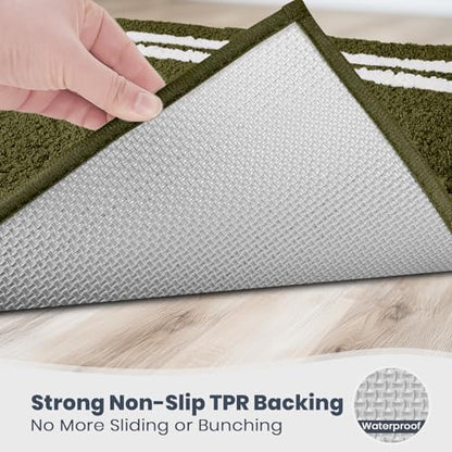 PURRUGS Bathroom Rug, Bath Mat, 20" x 30", Olive Green