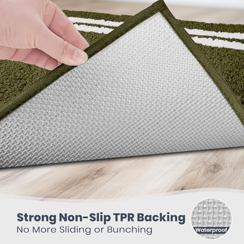 PURRUGS Bathroom Rug, Bath Mat, 30" x 60", Olive Green