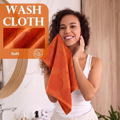 Hahafelt Decorative Bathroom Towel Set,Orange,Pumpkin