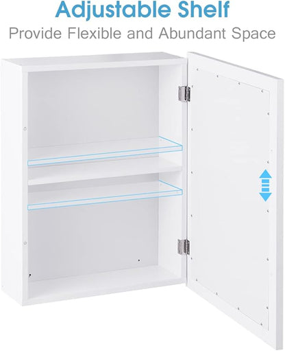 LDAILY LUARANE Bathroom Medicine Cabinet with Mirror, Wall Mounted Mirror Cabinet with Adjustable Shelf, Storage Organizer Cabinet for Bathroom Room Living Room Entryway (White)