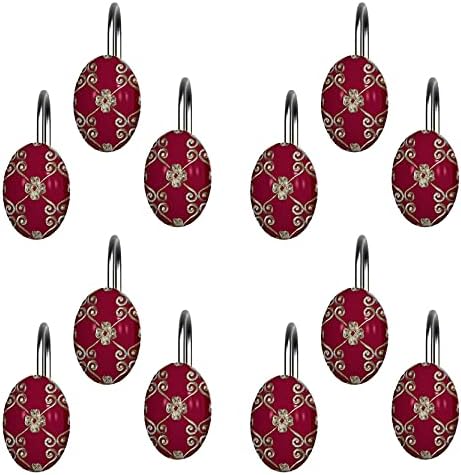 Zahari Home Elegant Rose Shower Hooks Set - Curtain Rings with Unique Design - 12 Resin Hooks for Customizing Your Shower Space