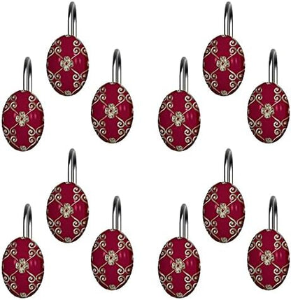 Zahari Home Elegant Rose Shower Hooks Set - Curtain Rings with Unique Design - 12 Resin Hooks for Customizing Your Shower Space