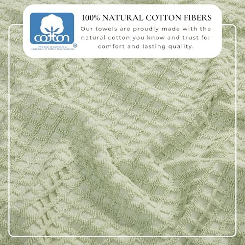 Great Bay Home Bath Towels - 100% Cotton 4 Pack 54x27 Bath Towel Set - Absorbent, Durable, Quick-Dry Towels for Bathroom (Pale Green)