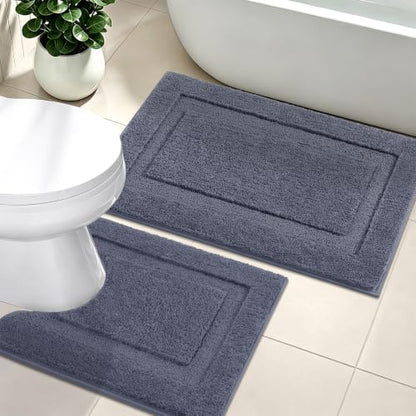 SHACOS Soft Microfiber Bathroom Rugs Set 2 Pieces with Toilet Rug
