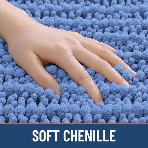 Smiry Bathroom Rugs 24X16, Extra Soft Rubber Backing Chenille Bath Mats