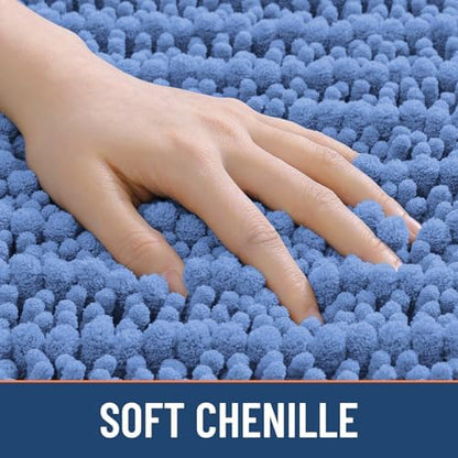 Smiry Bathroom Rugs 24X16, Extra Soft Rubber Backing Chenille Bath Mats